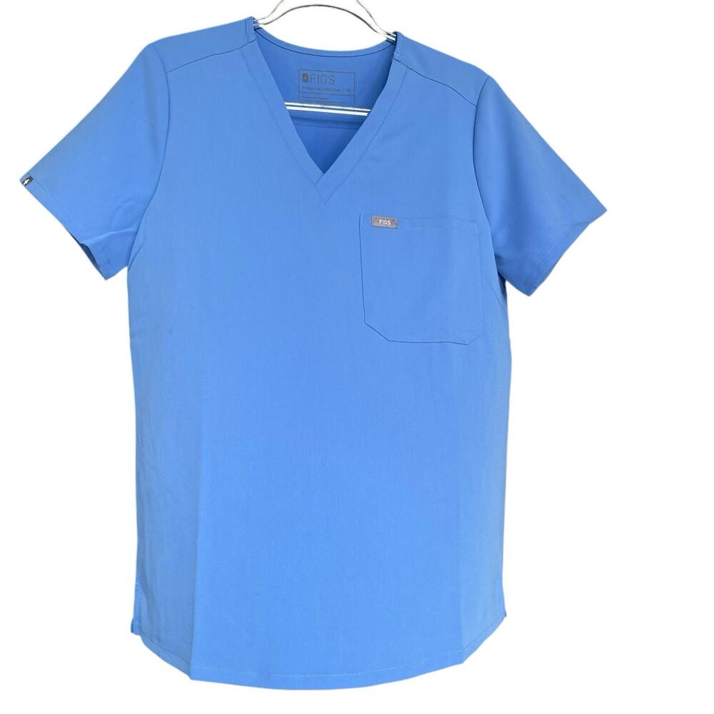 Figs Womens Catarina One Pocket Scrub‎ Top Medium Blue Nursing ER Medical OR